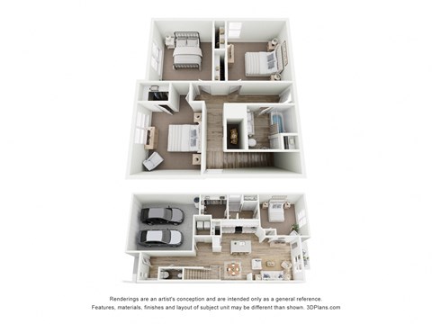 Floor plan for 4 beds, 2.5 baths, 2048 sqft